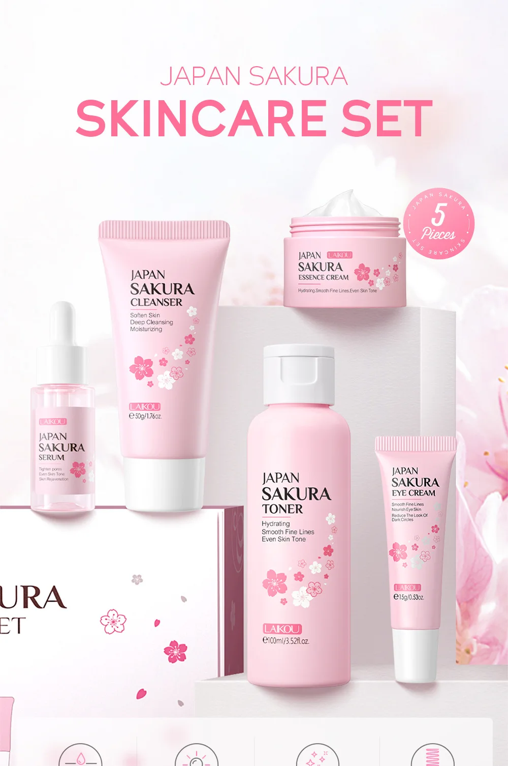 Set de Cuidado Facial LAIKOU S - Korean Skincare Routine reseña y precio